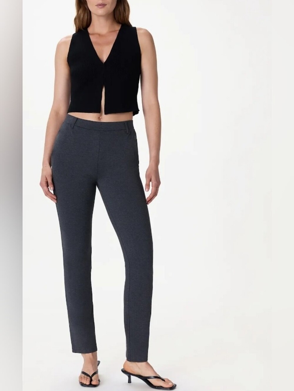 Quince Ultra-Stretch Ponte Straight Leg Pants Gray Size Medium Tall